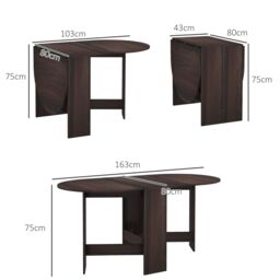 HOMCOM Oval Kitchen Table for Dining Room, Small Space in Dark Brown - thumbnail 3