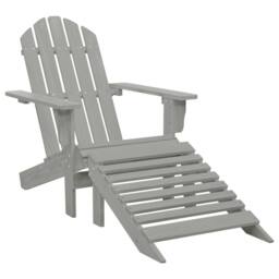 Berkfield Home Elegant Garden Chair with Ottoman Wood Grey - thumbnail 2