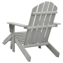 Berkfield Home Elegant Garden Chair with Ottoman Wood Grey - thumbnail 4