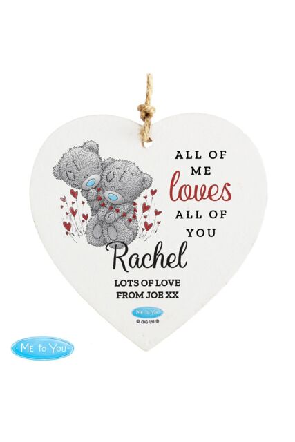 Personalised Memento Company Personalised Me to You Valentine Wooden Heart Decoration in White - image 1