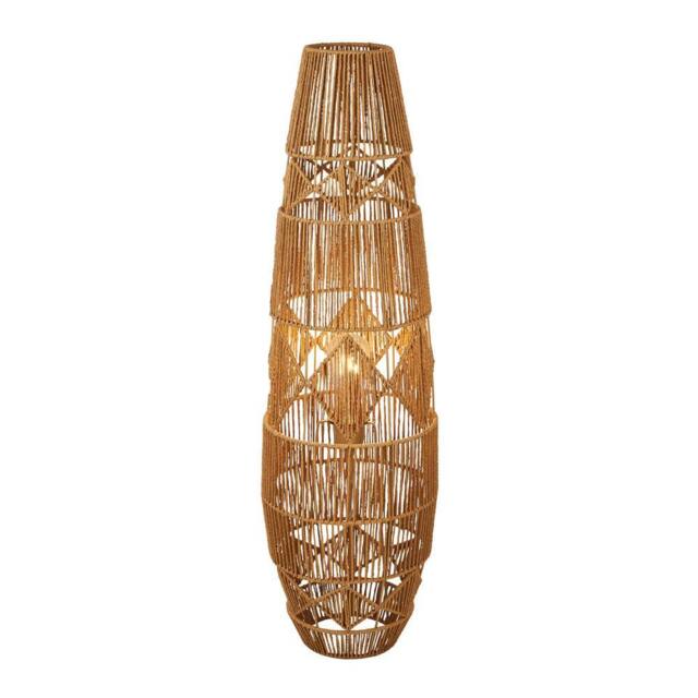 Lighting Collection Diamond Pattern Rattan Floor Lamp in Brown - image 1
