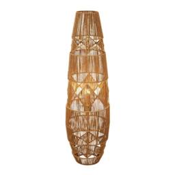 Lighting Collection Diamond Pattern Rattan Floor Lamp in Brown - thumbnail 1