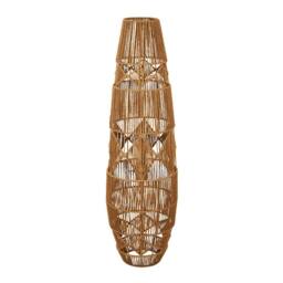 Lighting Collection Diamond Pattern Rattan Floor Lamp in Brown - thumbnail 3
