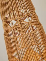 Lighting Collection Diamond Pattern Rattan Floor Lamp in Brown - thumbnail 4