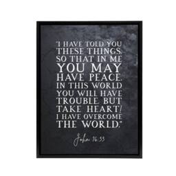 "Artery8 John 16 33 Peace Take Heart I Have Bible Quote Framed Canvas Wall Art Print in Grey - Size: W12"" x H16""" - thumbnail 1