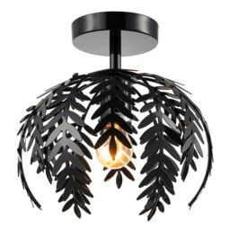 Happy Homewares Contemporary Fern Leaf Designed Ceiling Lighting Fitting in Black Gloss Finish - thumbnail 1