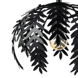 Happy Homewares Contemporary Fern Leaf Designed Ceiling Lighting Fitting in Black Gloss Finish - thumbnail 4