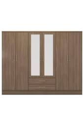Seconique Nevada 6 Door 2 Drawer Mirrored Wardrobe in Dark Brown - thumbnail 2