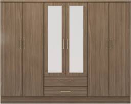 Seconique Nevada 6 Door 2 Drawer Mirrored Wardrobe in Dark Brown - thumbnail 7