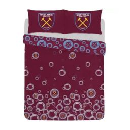 West Ham United FC Forever Blowing Reversible Bubbles Duvet Cover Set in Maroon - Size: Single