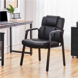 PAWNORA PU Leather Executive Reception Chair in Black - thumbnail 5