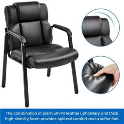 PAWNORA PU Leather Executive Reception Chair in Black - thumbnail 4