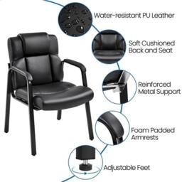PAWNORA PU Leather Executive Reception Chair in Black - thumbnail 3