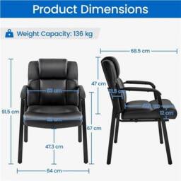 PAWNORA PU Leather Executive Reception Chair in Black - thumbnail 2