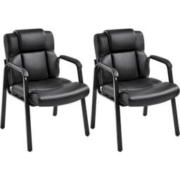 PAWNORA PU Leather Executive Reception Chair in Black