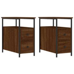 Berkfield Home Bedside Cabinets 2 pcs Brown Oak 30x60x60 cm Engineered Wood - Size: 30 x 60 x 60 cm - thumbnail 1