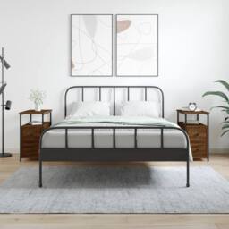 Berkfield Home Bedside Cabinets 2 pcs Brown Oak 30x60x60 cm Engineered Wood - Size: 30 x 60 x 60 cm - thumbnail 2