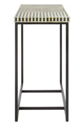 Orsina Metal Base Console Table, Acacia Wooden Top Hallway Table, Center Table With Zig-zag & Straight-lined Design in Black - thumbnail 2