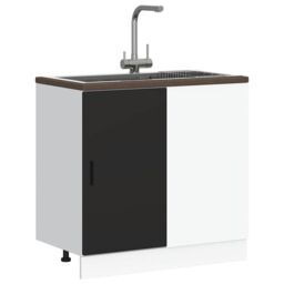 Berkfield Home Sink Base Cabinet Black Engineered Wood - thumbnail 4