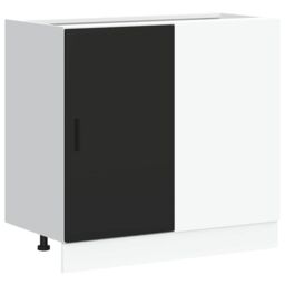 Berkfield Home Sink Base Cabinet Black Engineered Wood - thumbnail 2