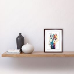 "Artery8 Wall Art Print Wildflower Spring Bouquet in Glass Wine Bottle Artwork Framed 9X7 Inch in Brown - Size: W7"" x H9""" - thumbnail 2