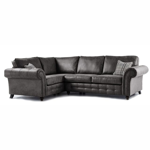 Furnishings For Less UK Oakland Charcoal Chesterfield 4 Seater L Shape Large Corner Sofa - image 1