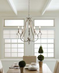 Loops 5 Bulb Chandelier Hanging Pendant LIght Sunrise Silver LED E14 60W Bulb in Metallics - thumbnail 2