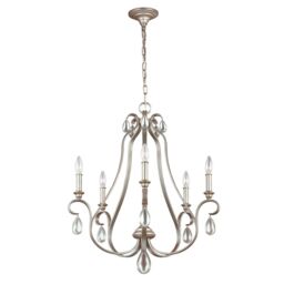 Loops 5 Bulb Chandelier Hanging Pendant LIght Sunrise Silver LED E14 60W Bulb in Metallics - thumbnail 1