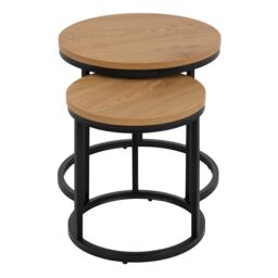 Furniture To Go Spiro Round Nest of Tables in Oak in Light Oak - thumbnail 2
