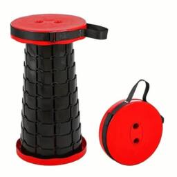 VOGREX Red Portable Folding Camping Stool Collapsible Telescoping Outdoor - thumbnail 1