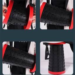 VOGREX Red Portable Folding Camping Stool Collapsible Telescoping Outdoor - thumbnail 4
