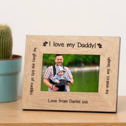 Uniqueful Personalised I Love My Daddy Wood Picture Frame 6x4 for Dad in Beige - Size: 1 Pack - thumbnail 1