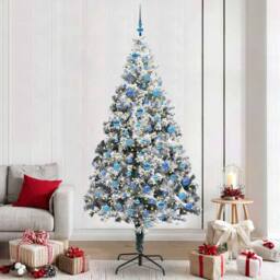 Berkfield Home Artificial Christmas Tree with 300 LEDs with Stand Green 240 cm - thumbnail 1
