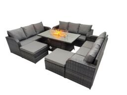 Fimous Garden Rattan 3 Seater Sofa with 2 Big Stool Dark Grey Mixed - thumbnail 2