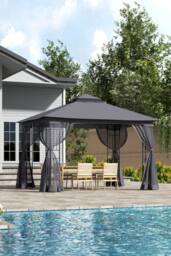 H&O Direct Outdoor Garden Shade Canopy Gazebo in Black - thumbnail 1
