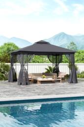 H&O Direct Outdoor Garden Shade Canopy Gazebo in Black - thumbnail 2