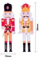 Netagon Pack of 12 Wooden Nutcracker Stickers with Adhesive Back in Red - thumbnail 2