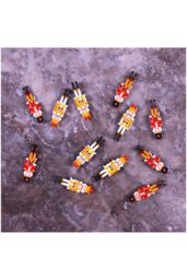 Netagon Pack of 12 Wooden Nutcracker Stickers with Adhesive Back in Red