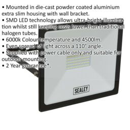 Loops Extra Slim Floodlight with Wall Bracket - 50W SMD LED - IP65 Rated - 4500 Lumens - thumbnail 2