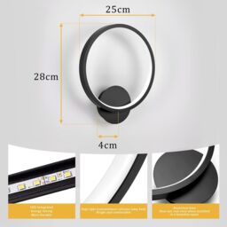 COMELY Indoor Wall Lights, 12W Acrylic Modern LED Wall Light, 3000K, Black - thumbnail 5