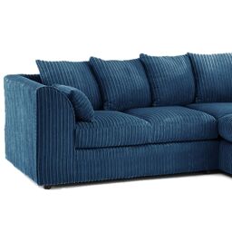 Furnishings For Less UK Luxor Jumbo Cord 4 Seater Corner sofa Right Hand Facing in Blue - thumbnail 2