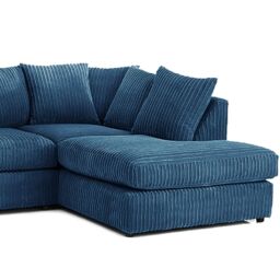 Furnishings For Less UK Luxor Jumbo Cord 4 Seater Corner sofa Right Hand Facing in Blue - thumbnail 3