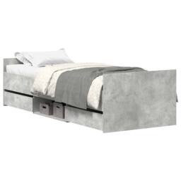 Berkfield Home Durable Bed Frame with Headboard & Footboard Concrete Grey 90x1 - Size: Single - thumbnail 3