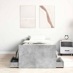 Berkfield Home Durable Bed Frame with Headboard & Footboard Concrete Grey 90x1 - Size: Single - thumbnail 1