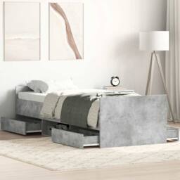 Berkfield Home Durable Bed Frame with Headboard & Footboard Concrete Grey 90x1 - Size: Single - thumbnail 2