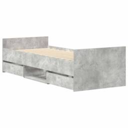 Berkfield Home Durable Bed Frame with Headboard & Footboard Concrete Grey 90x1 - Size: Single - thumbnail 4