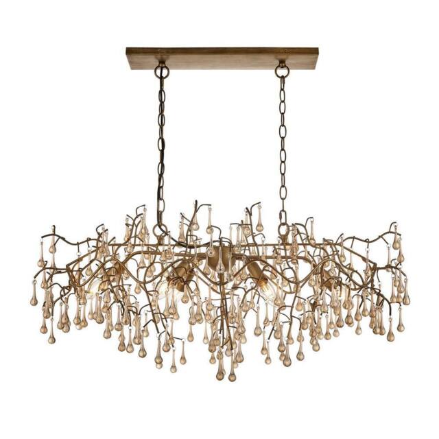 Netlighting Rimini Pendant Ceiling Light Aged Gold Paint Champagne Lustre Glass - image 1