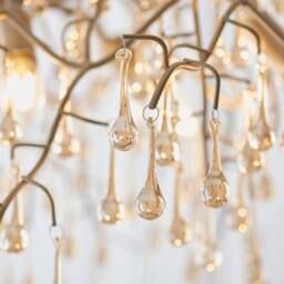 Netlighting Rimini Pendant Ceiling Light Aged Gold Paint Champagne Lustre Glass - thumbnail 5