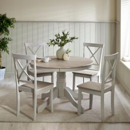 FurnitureboxUK Bude Round Wooden Dining Table & 4 Millford Chairs in Grey - thumbnail 1