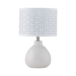 First Choice Lighting Tuscan - White Ceramic Lamp with White Cut Out Shade